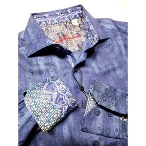 Robert Graham -XS- Dream Catcher Blue Jacquard Stretch LS Shirt NWT $228